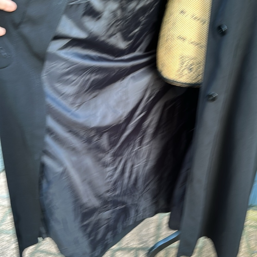 🖤🖤🖤Black trench coat lines hidden button 10 medium velvet collar - Picture 4 of 10